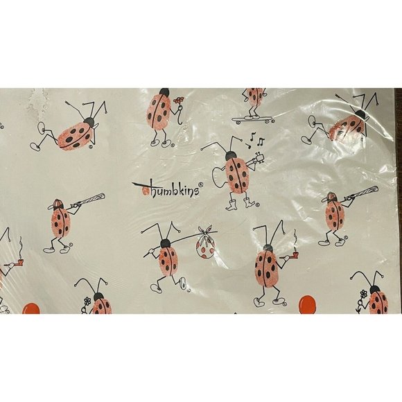 Thumkins Gift Wrap 1972  2 Ft 2 Sheet Package Ladybug House Weatherly Vintage - Picture 15 of 15